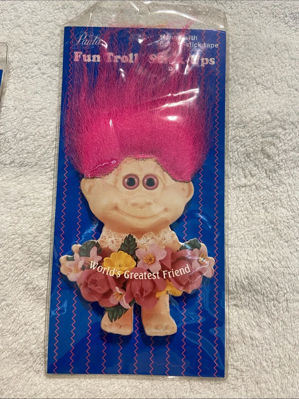 Vintage 1992 Troll cardboard card decor